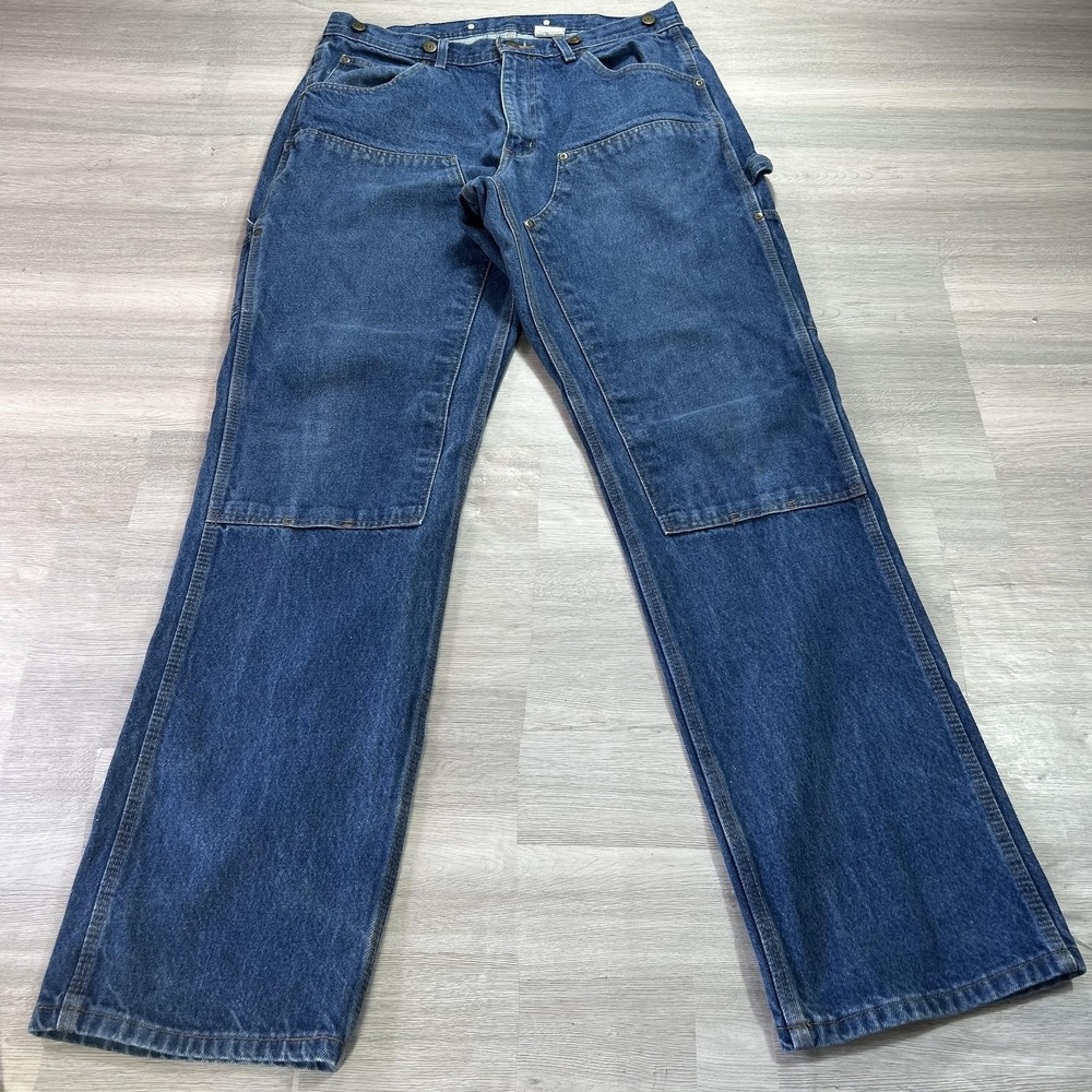 Key Jeans Mens 36x36 Blue Relaxed Straight Carpenter Denim Double‎ Knee Pants